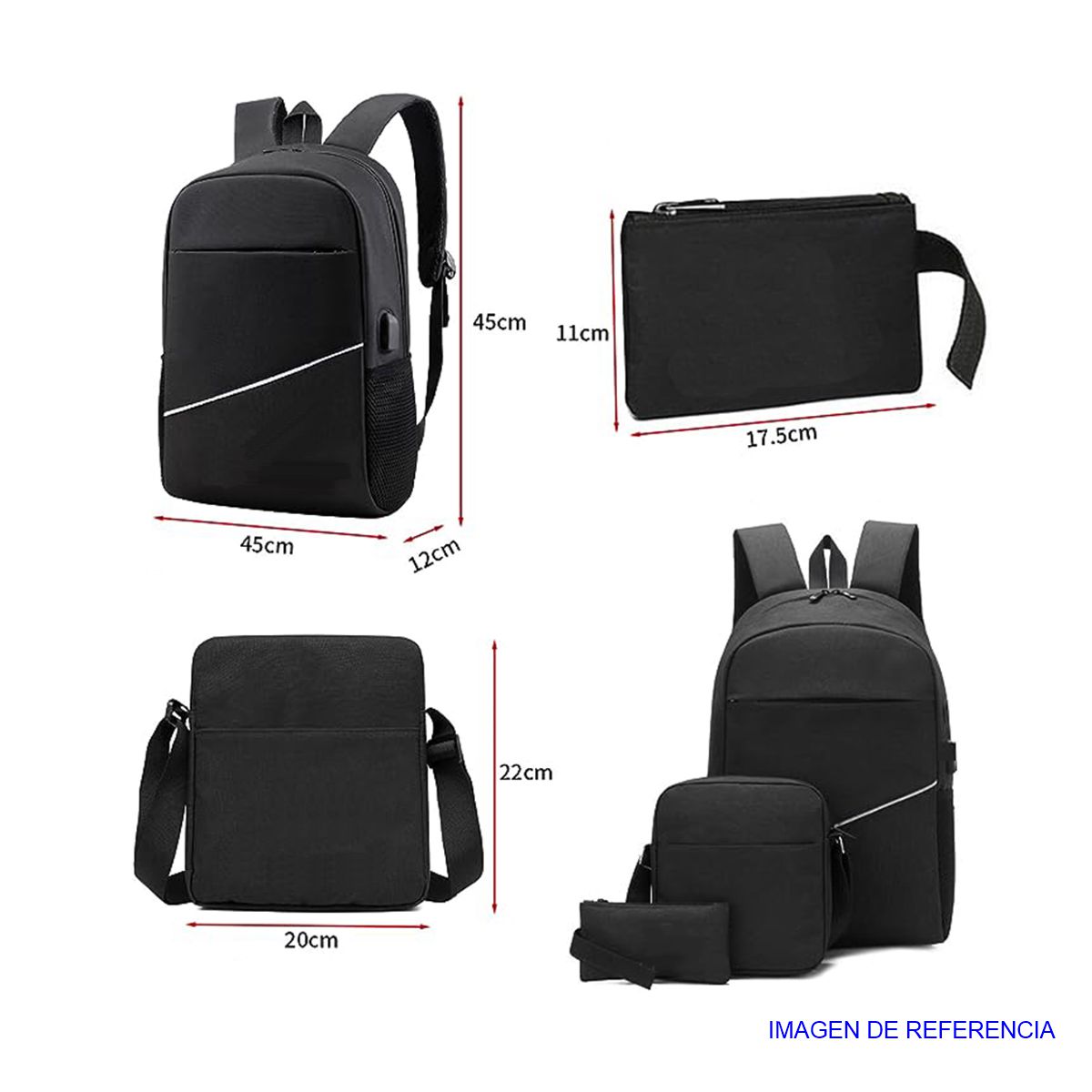 Foto 6 pulgar | Kit De 3 Mochilas De Uso En Oficina O Escolar Con Compartimento Para Laptop Gris
