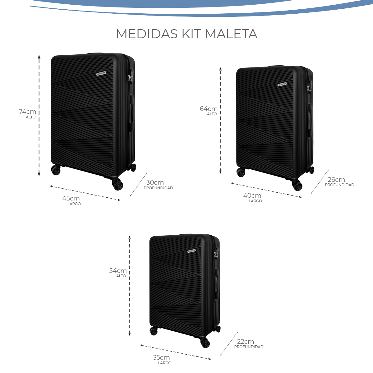 Foto 4 | Juego De 3 Maletas Rígidas Con Ruedas 360 Y Candado Tsa Marca Gravita