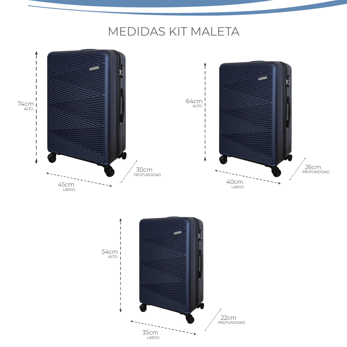 Foto 5 pulgar | Juego De 3 Maletas Rígidas Con Ruedas 360 Y Candado Tsa Marca Gravita