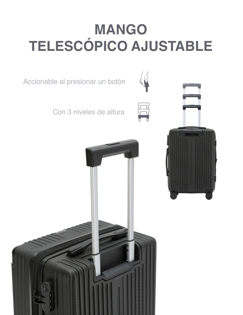 Foto 7 pulgar | Maletas Abs 16'' 20'' 24'' 28'' Miami 4 Piezas color Negro