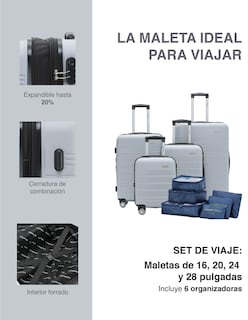 Foto 2 | Maletas Montevideo 4 Piezas Plata