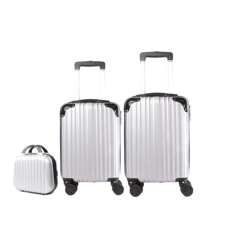 Set Maletas De Cabina Y Neceser Jon 5832 3 Piezas Plata Plateado