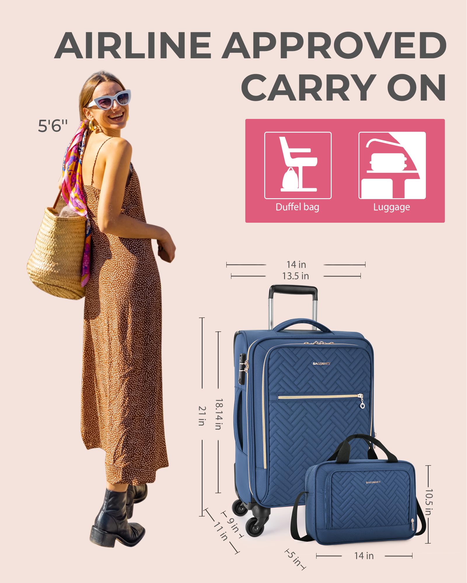 Foto 5 | Maletas Bagsmart Ampliables Azules - Venta Internacional