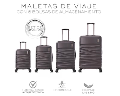 Foto 2 | Set de 4 Maletas Rígidas con Ruedas Giratorias Basitex Cafés