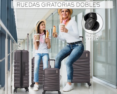 Foto 6 | Set de 4 Maletas Rígidas con Ruedas Giratorias Basitex Cafés