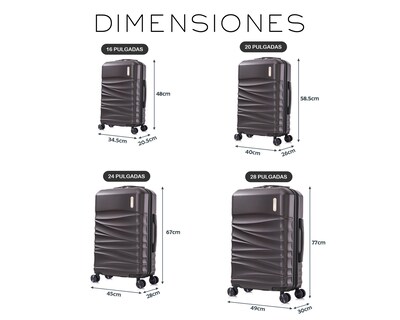 Foto 8 | Set de 4 Maletas Rígidas con Ruedas Giratorias Basitex Cafés