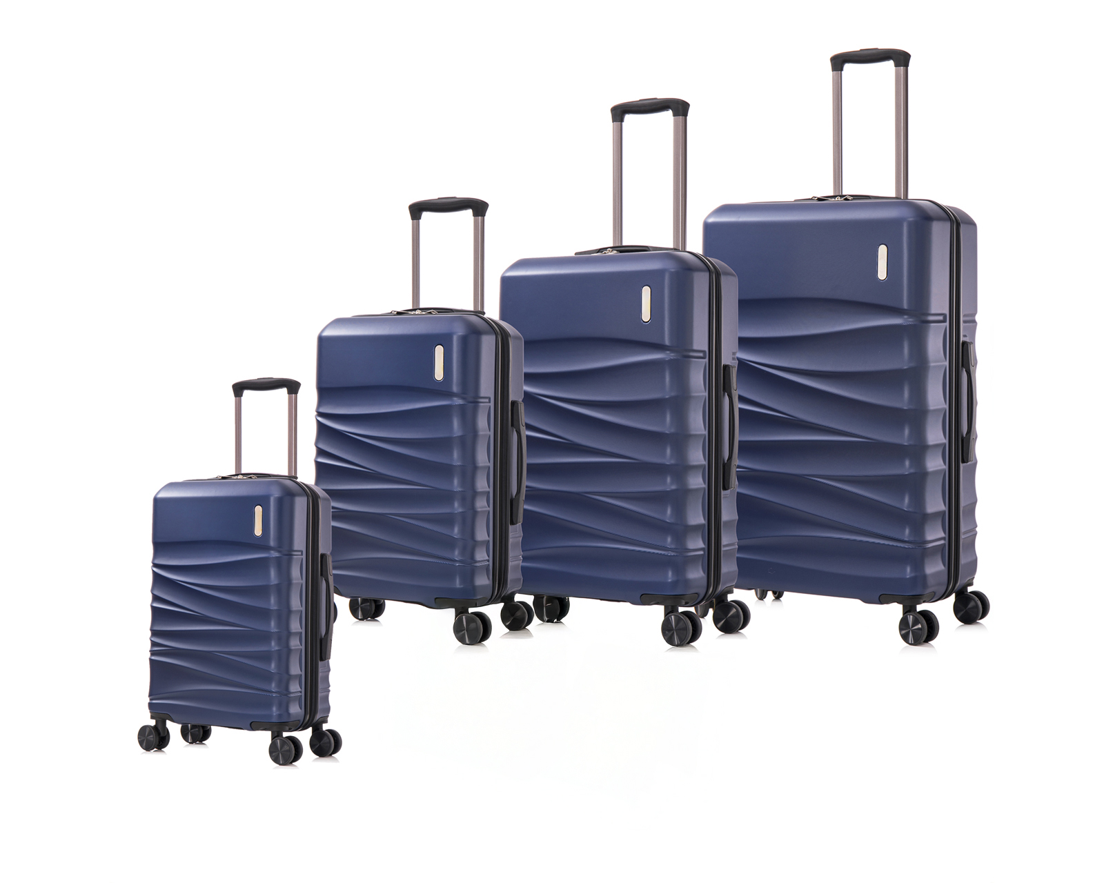 Set de 4 Maletas Rígidas con Ruedas Giratorias Basitex Azul Marino