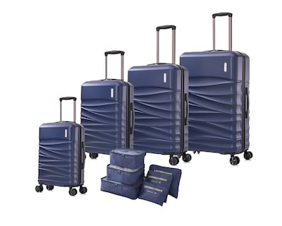 Foto 1 | Set de 4 Maletas Rígidas con Ruedas Giratorias Basitex Azul Marino