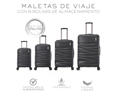 Foto 2 | Set de 4 Maletas Rigidas con Ruedas Giratorias Basitex Negras