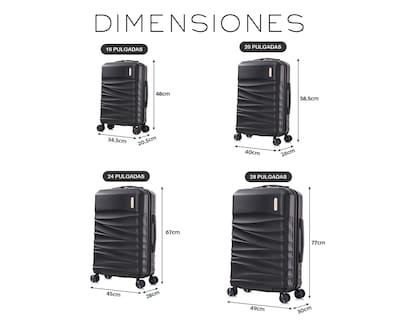 Foto 8 | Set de 4 Maletas Rigidas con Ruedas Giratorias Basitex Negras
