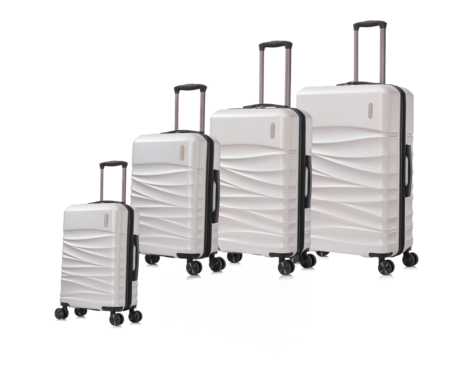 Set de 4 Maletas Rigidas con Ruedas Giratorias Basitex Plateadas