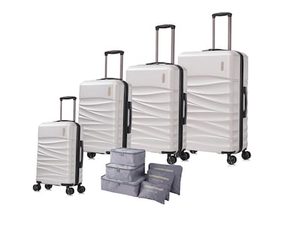 Foto 1 | Set de 4 Maletas Rigidas con Ruedas Giratorias Basitex Plateadas