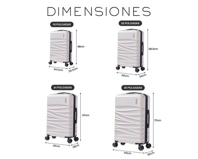 Foto 8 | Set de 4 Maletas Rigidas con Ruedas Giratorias Basitex Plateadas
