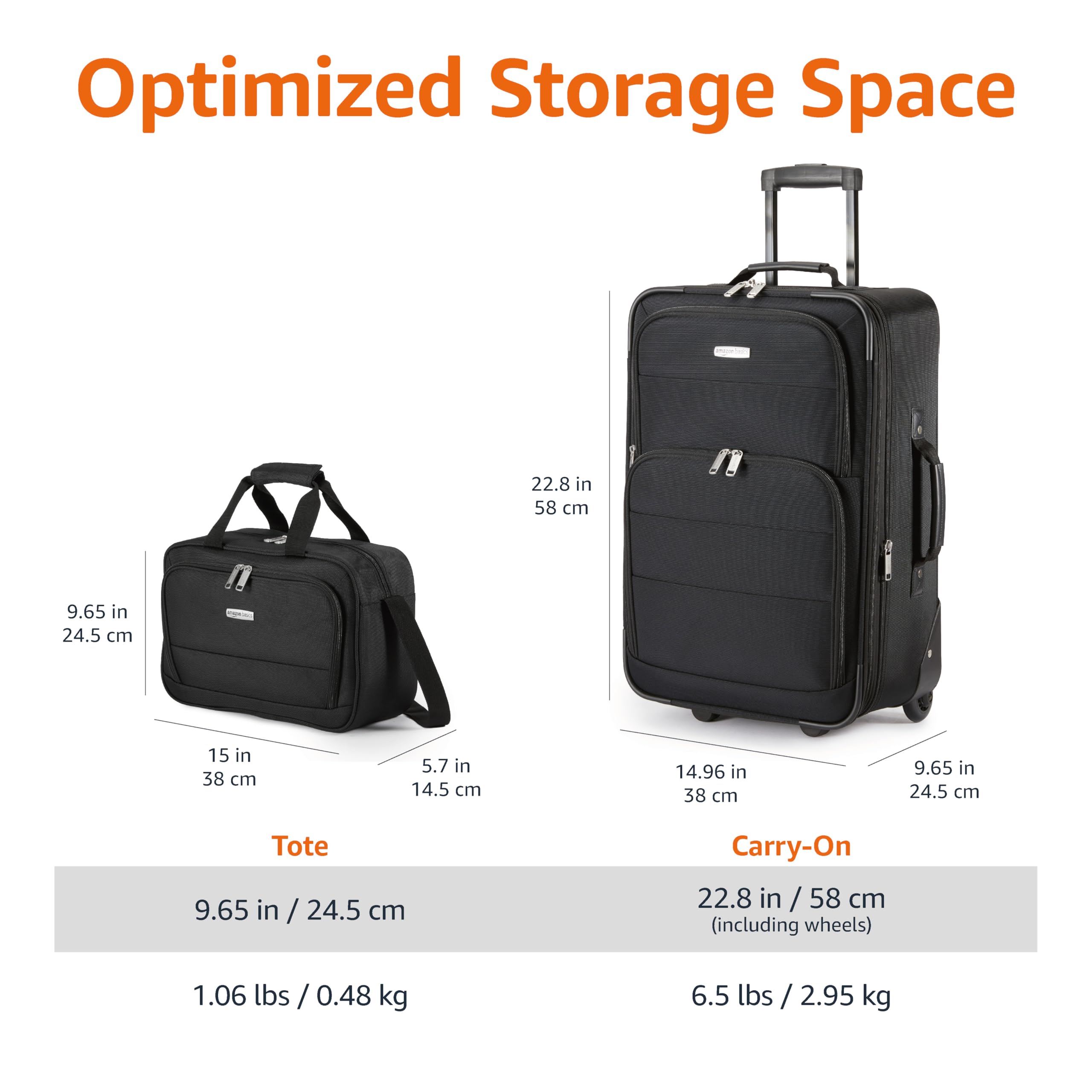 Foto 5 pulgar | Juego de Equipaje Amazon Basics Carry On Maleta de 23" y Bolsa de Mano de 15" Negro - Venta Internacional