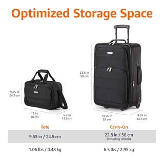 Foto 4 | Juego de Equipaje Amazon Basics Carry On Maleta de 23" y Bolsa de Mano de 15" Negro - Venta Internacional