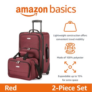 Foto 2 | Juego de Equipaje Amazon Basics Carry On de 23" con Bolsa de Mano Rojo - Venta Internacional
