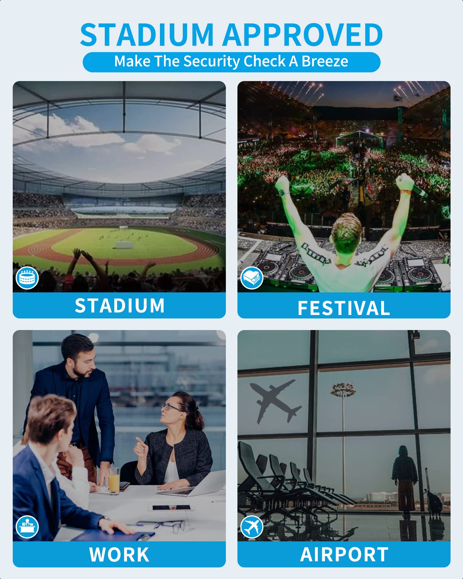 Foto 5 pulgar | Bolsa Transparente Paxiland Stadium Events, 30 X 15 X 30 Cm, Impermeable, Azul - Venta Internacional.