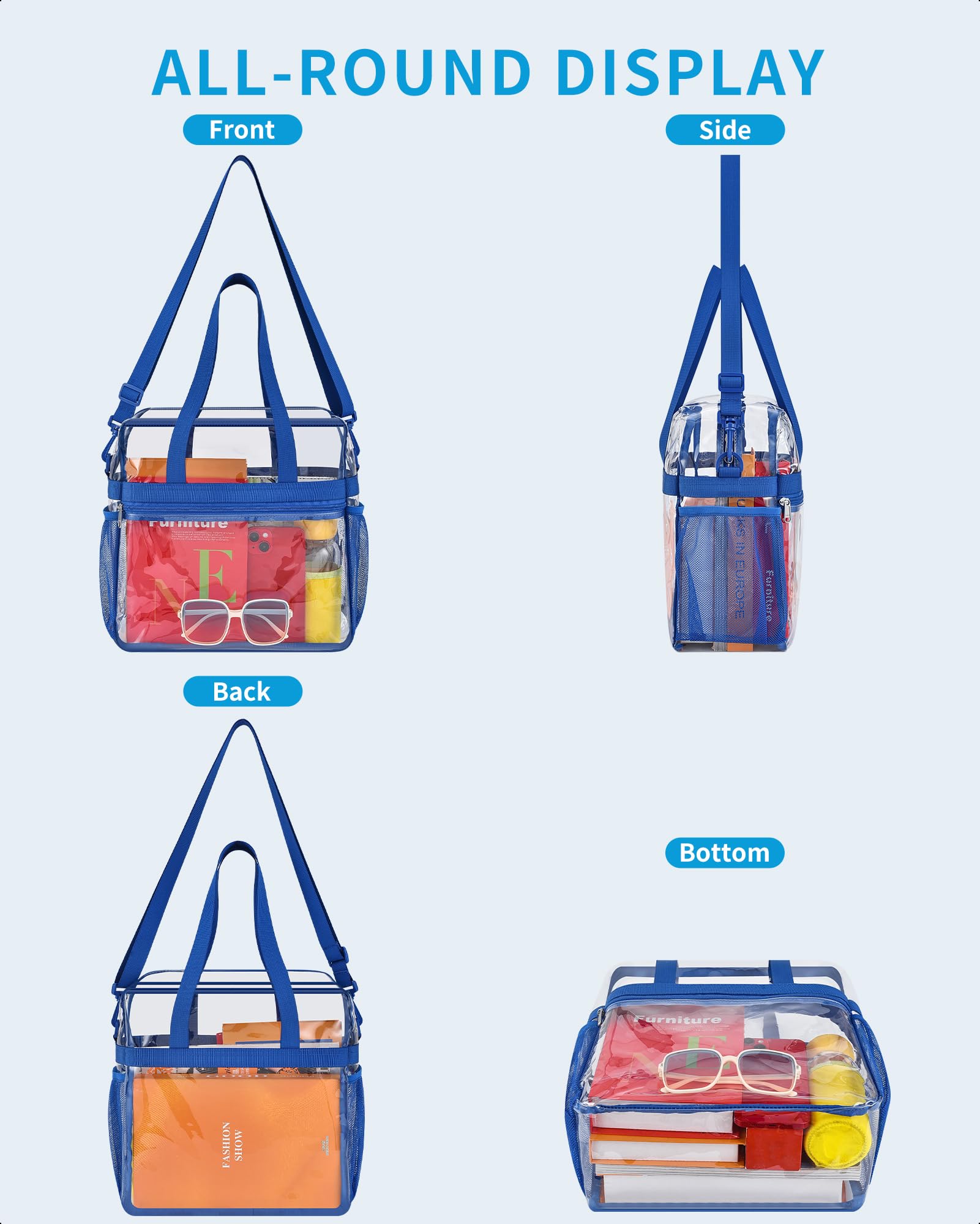 Foto 6 pulgar | Bolsa Transparente Paxiland Stadium Events, 30 X 15 X 30 Cm, Impermeable, Azul - Venta Internacional.