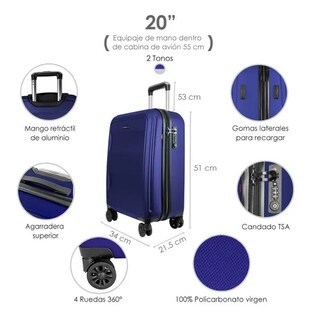 Foto 2 | Set de Maletas con Ruedas Sqbags Azules 3 Piezas