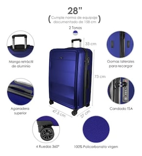 Foto 4 | Set de Maletas con Ruedas Sqbags Azules 3 Piezas