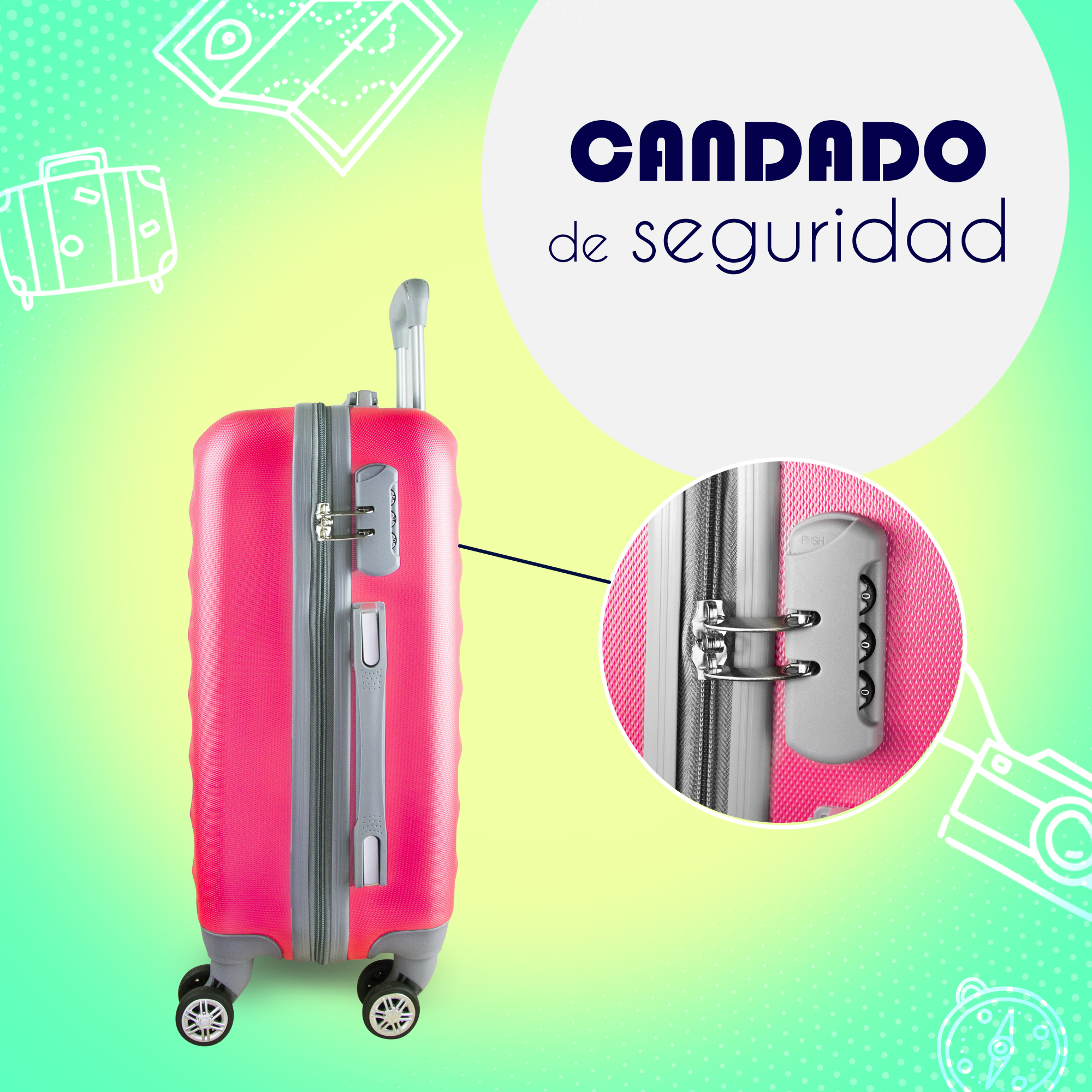Foto 8 pulgar | Set de Maletas para Viaje Ultra Resistente 4 Ruedas 360 de 19 y 24 Pulgadas Etco Travel