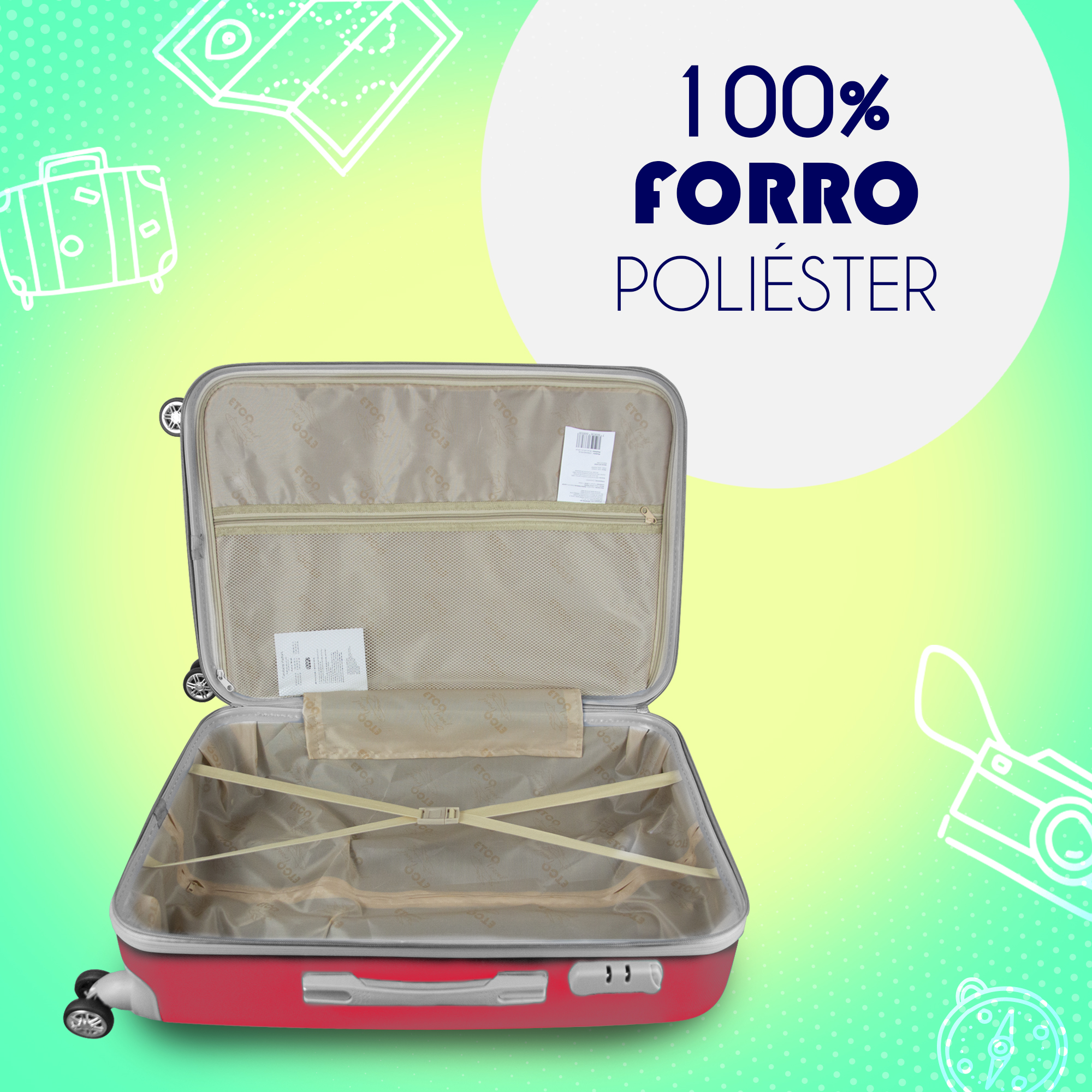 Foto 9 pulgar | Set de Maletas para Viaje Ultra Resistente 4 Ruedas 360 de 19 y 24 Pulgadas Etco Travel