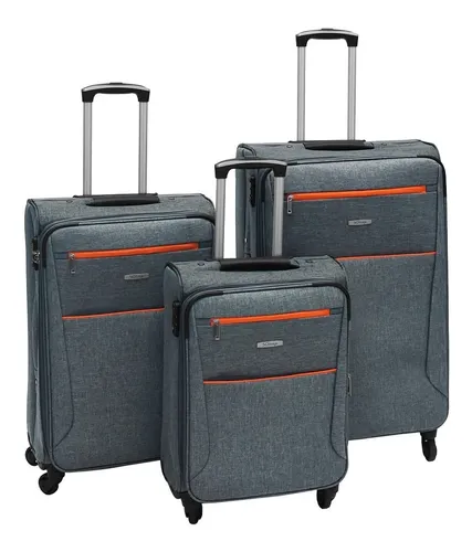 Foto 2 pulgar | Set de 3 Maletas de Tela Viva SQbags Gris 20'' 24'' 28”
