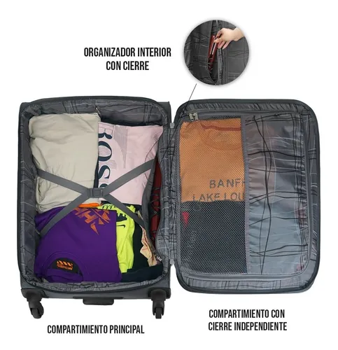 Foto 5 pulgar | Set de 3 Maletas de Tela Viva SQbags Gris 20'' 24'' 28”