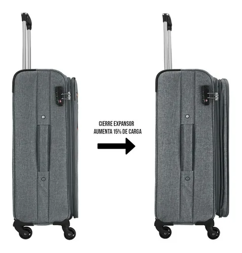 Foto 5 | Set de 3 Maletas de Tela Viva SQbags Gris 20'' 24'' 28”