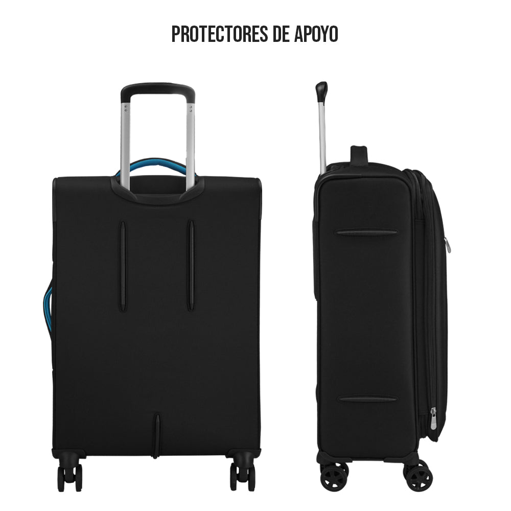 Foto 8 pulgar | Set de 3 Maletas de Tela Play SQbags Negra con Azul 20'' 24'' 28”