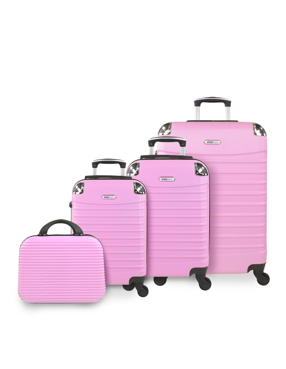 Set De Maletas + Neceser Etco Travel  Llantas Desmontables 360 Y Cierre Expandible