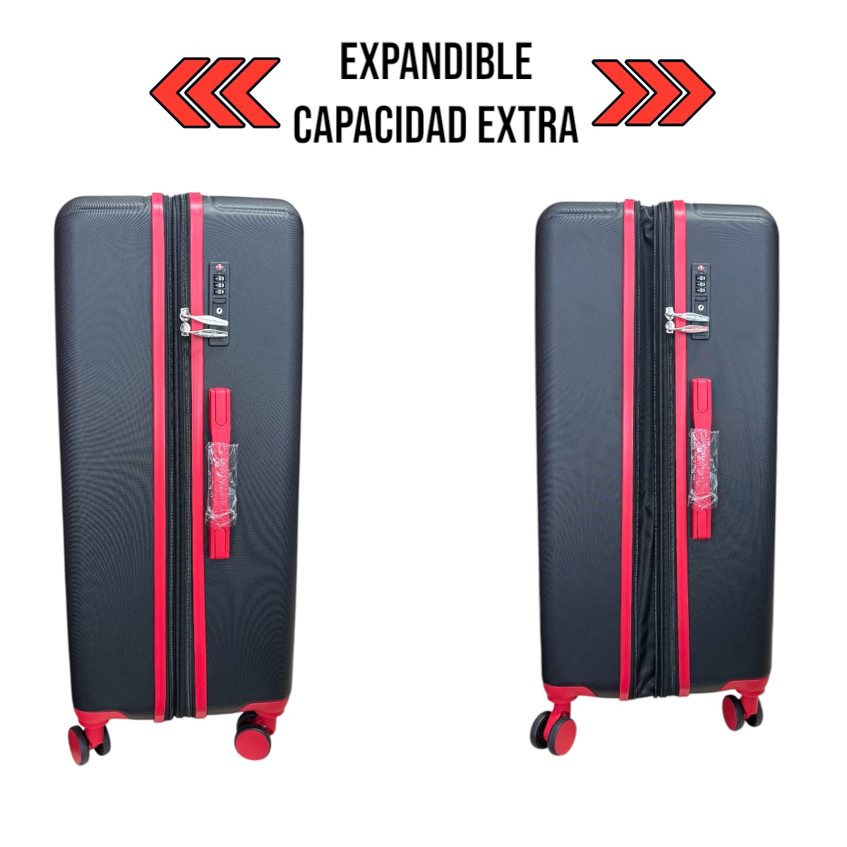 Foto 7 | Set De 3 Maletas De Viaje Abs Irrompible Con Candado Tsa Ruedas Giratorias 360° Color Negro