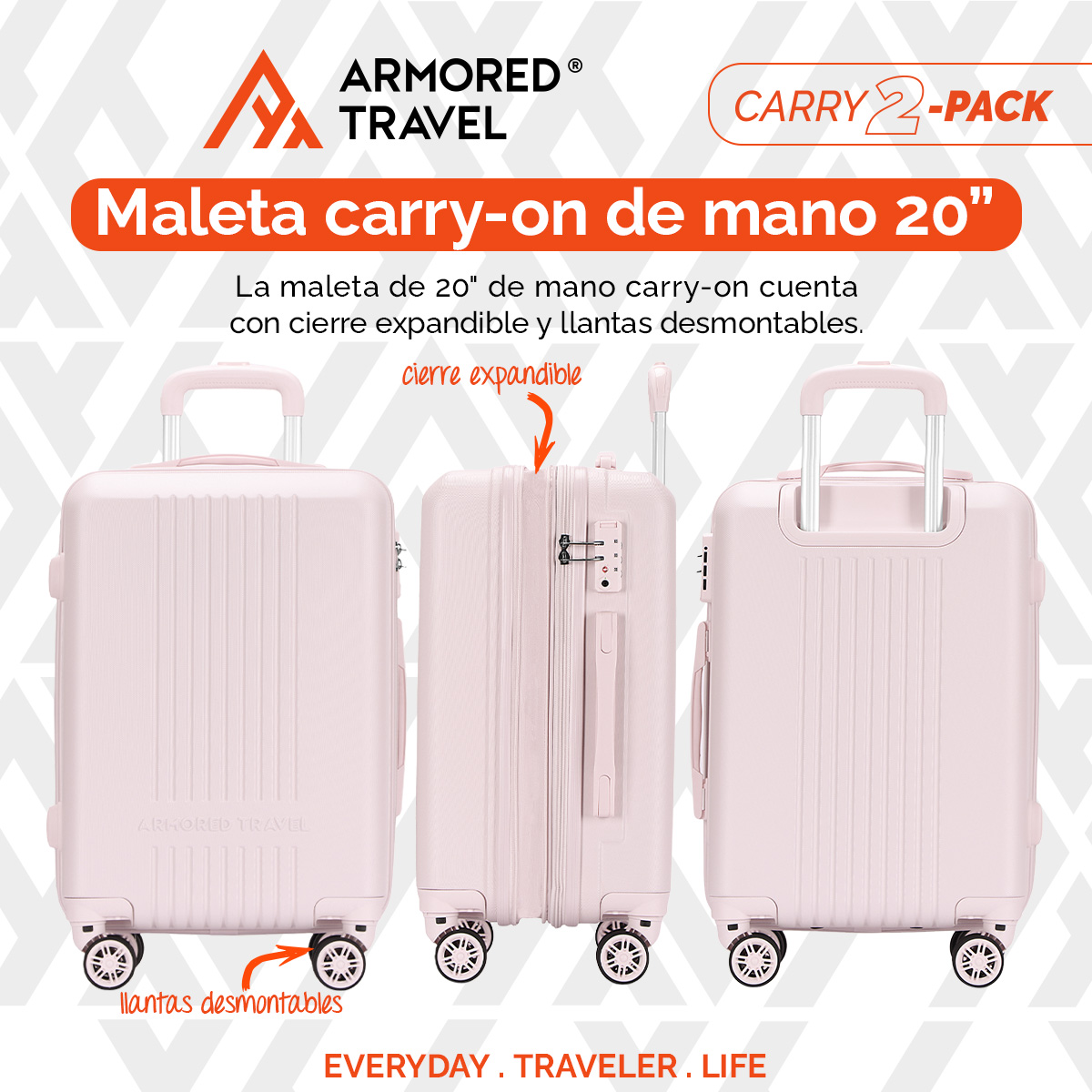 Foto 4 pulgar | Maletas de Viaje Carry-on de Mano 10kg Bella Rígida 2 Pack 20 y 16 Pulgadas con Llantas Desmontables