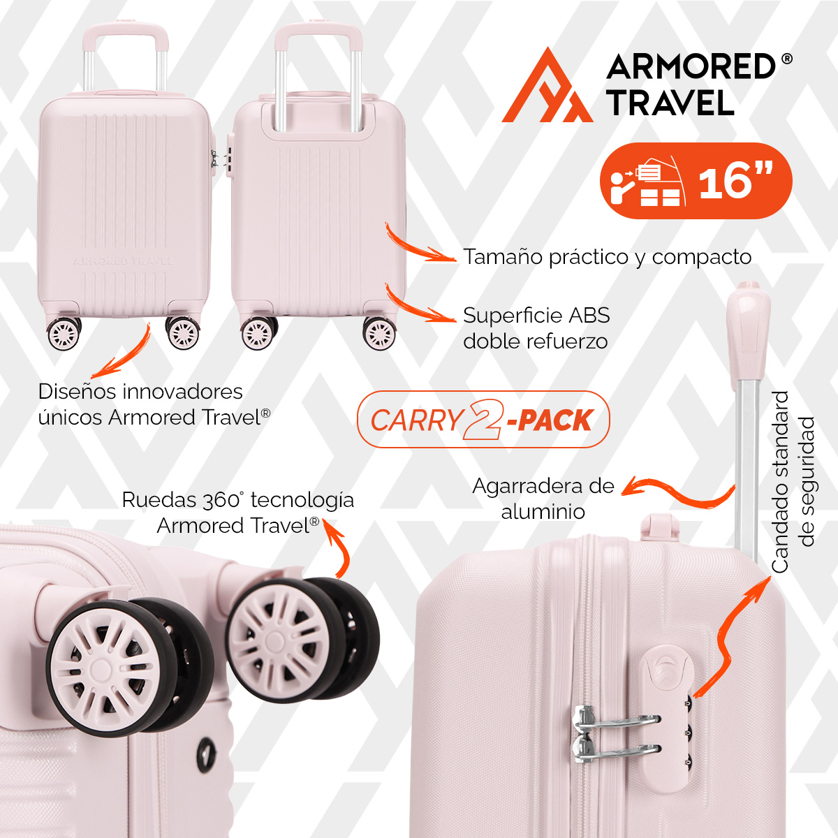 Foto 6 pulgar | Maletas de Viaje Carry-on de Mano 10kg Bella Rígida 2 Pack 20 y 16 Pulgadas con Llantas Desmontables