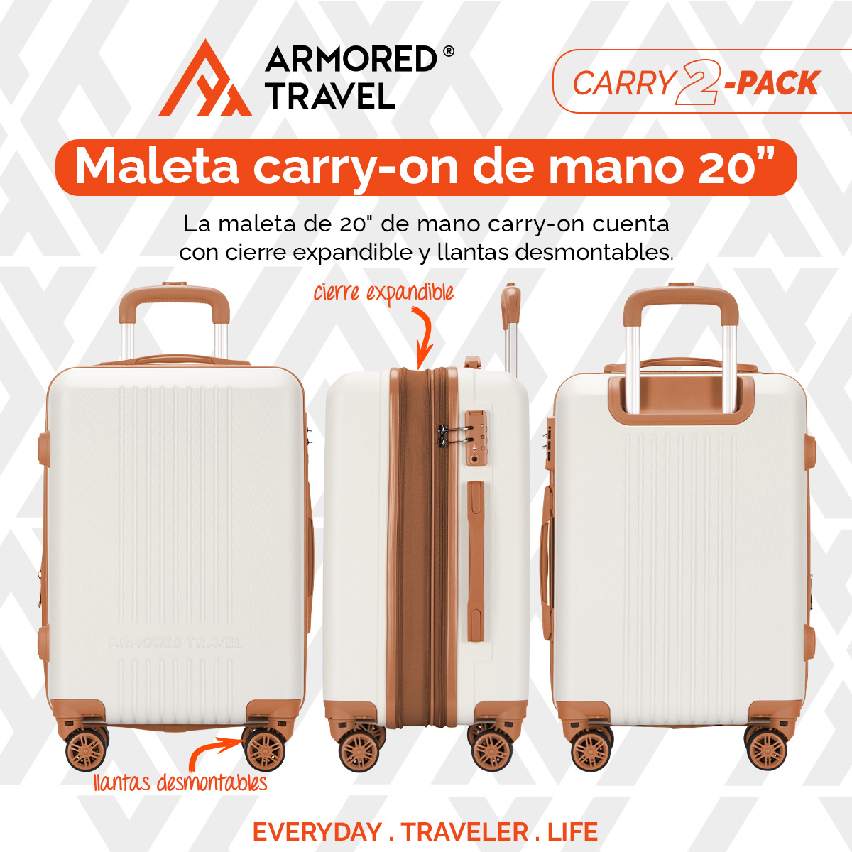 Foto 4 pulgar | Maletas de Viaje Carry-on 10kg Rígida 2 Pack 20 y 16 Pulgadas con Llantas Desmontables