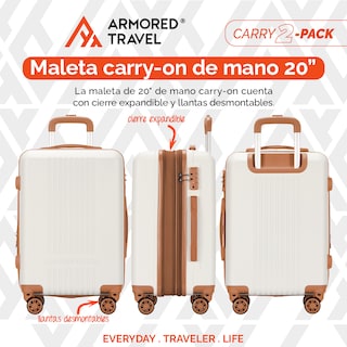Foto 3 | Maletas de Viaje Carry-on 10kg Rígida 2 Pack 20 y 16 Pulgadas con Llantas Desmontables