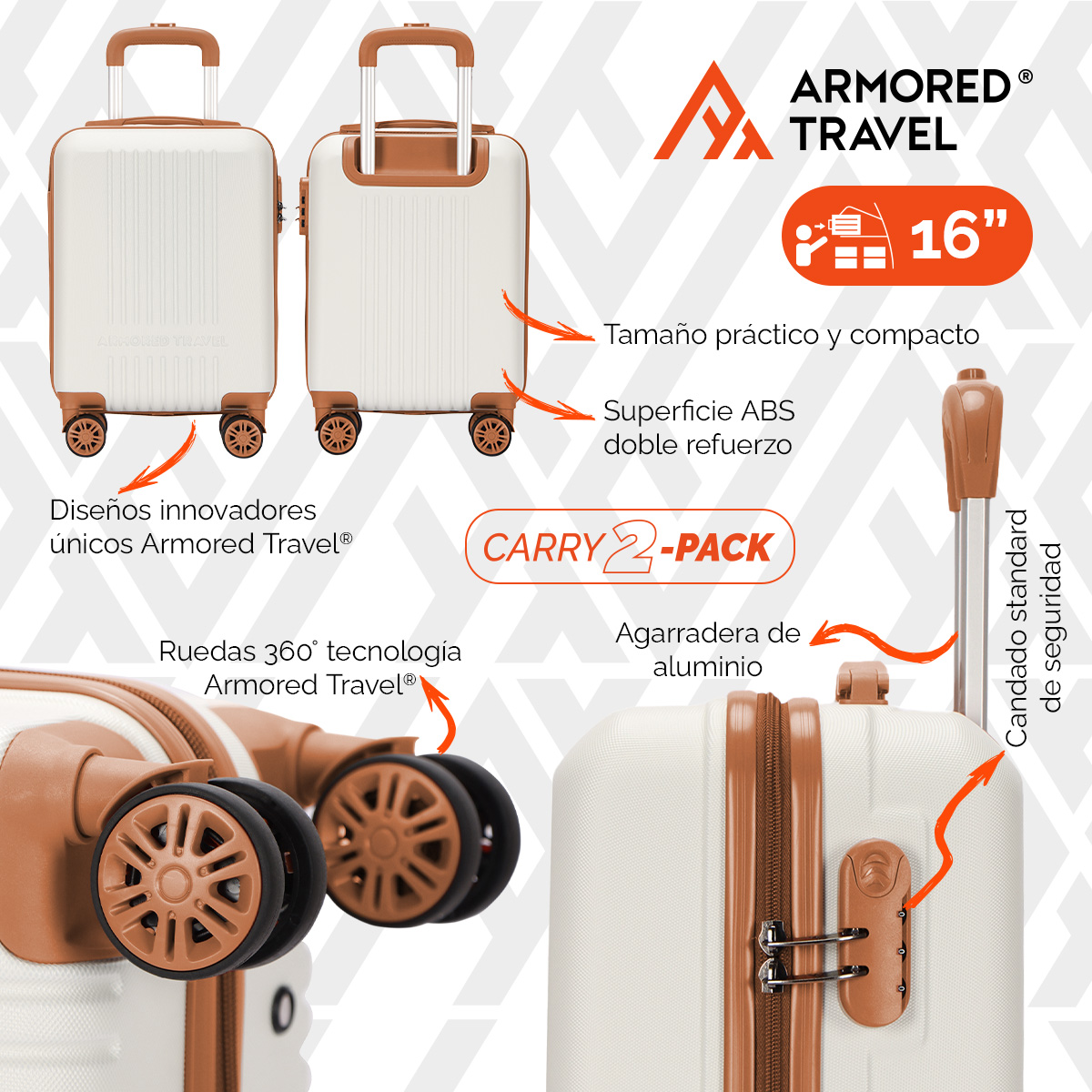 Foto 6 pulgar | Maletas de Viaje Carry-on 10kg Rígida 2 Pack 20 y 16 Pulgadas con Llantas Desmontables