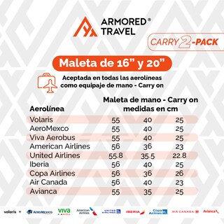 Foto 6 | Maletas de Viaje Carry-on de Mano 10kg Nitro Rígida 2 Pack 20 y 16 Pulgadas con Llantas Desmontables