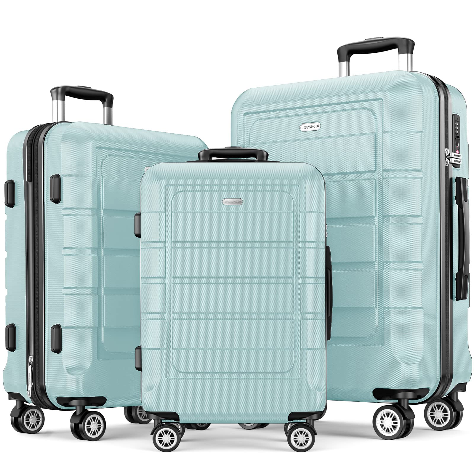Set De Equipaje Showkoo Expandible De Policarbonato Y Abs Con Cierre Tsa, Color Verde Menta - Venta Internacional.