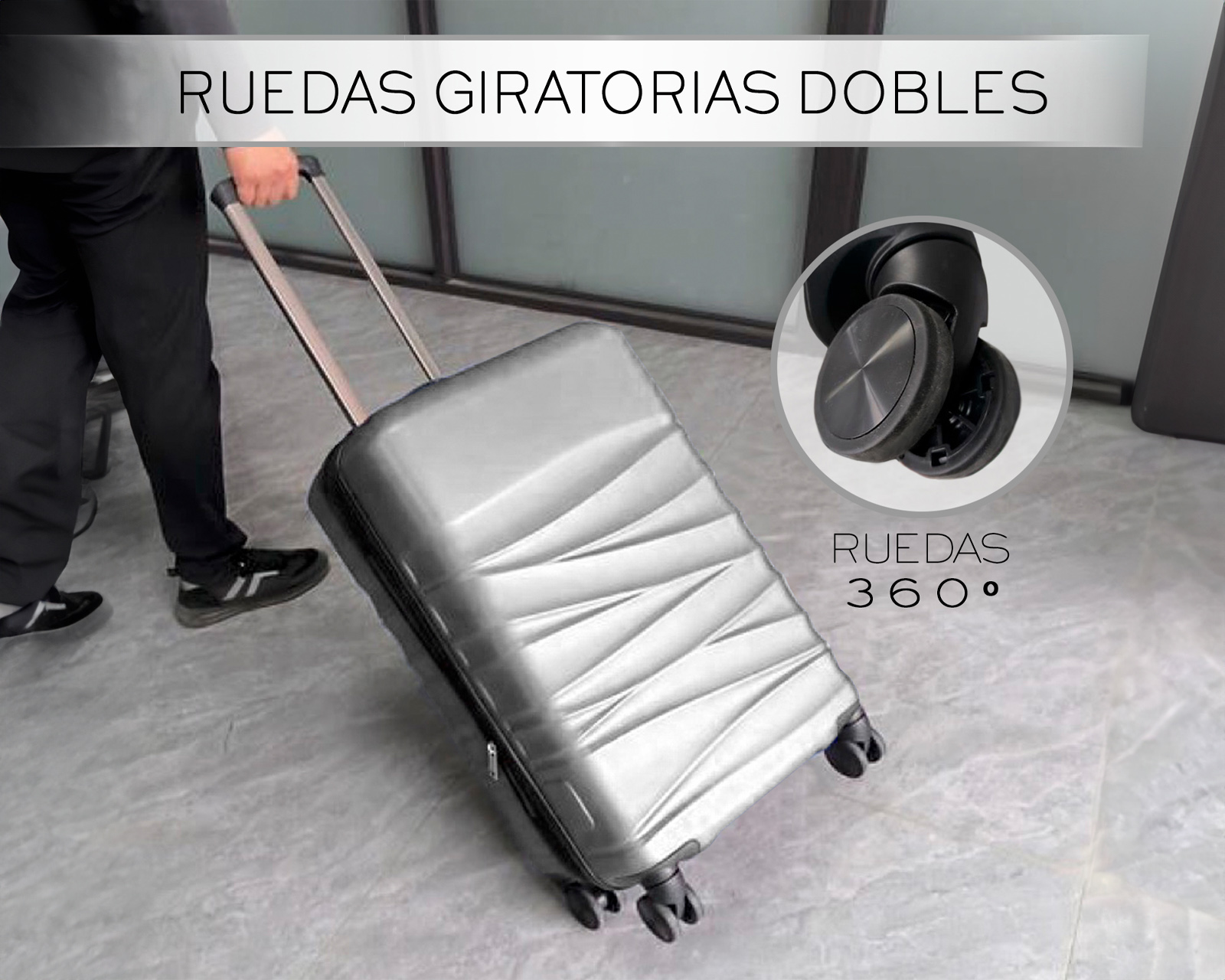 Foto 4 pulgar | Set De 3 Maletas Rigidas Con Ruedas Giratorias Basitex Plateado
