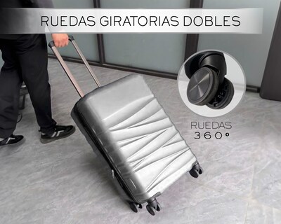 Foto 3 | Set De 3 Maletas Rigidas Con Ruedas Giratorias Basitex Plateado