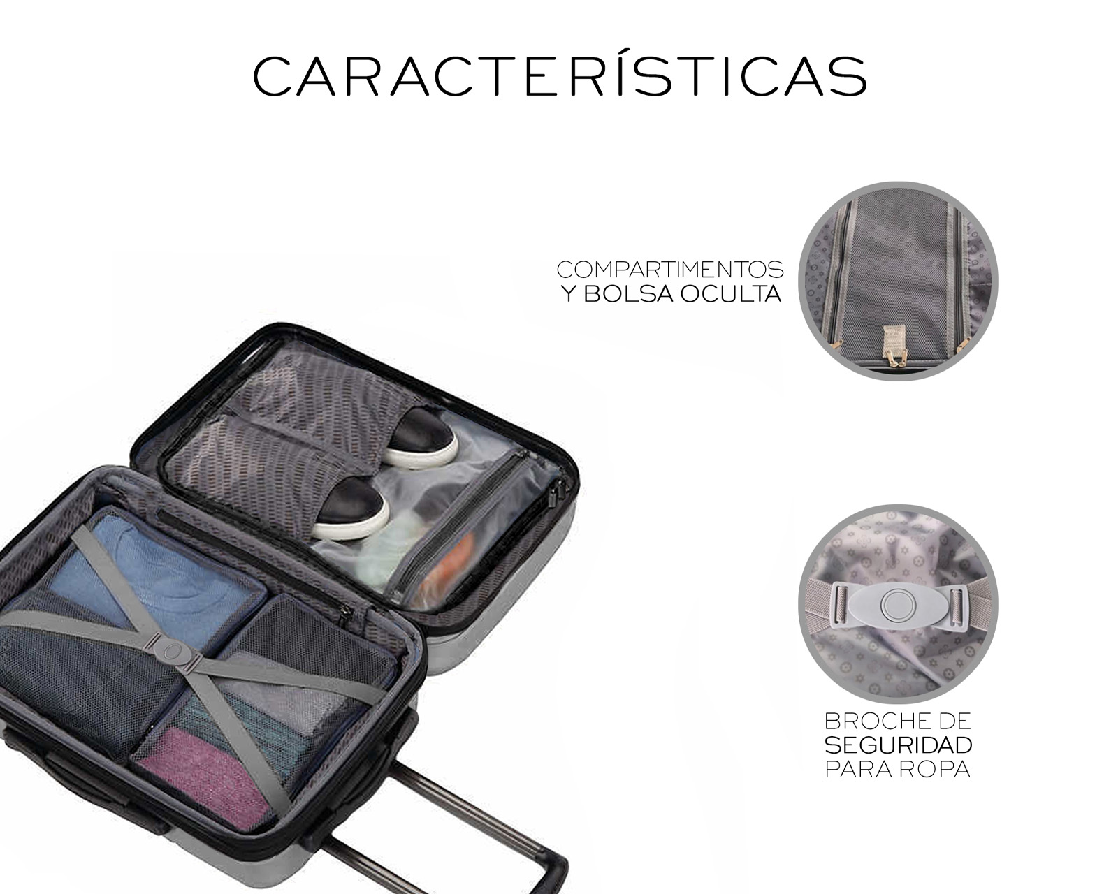Foto 7 pulgar | Set De 3 Maletas Rigidas Con Ruedas Giratorias Basitex Plateado
