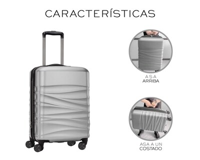 Foto 8 | Set De 3 Maletas Rigidas Con Ruedas Giratorias Basitex Plateado