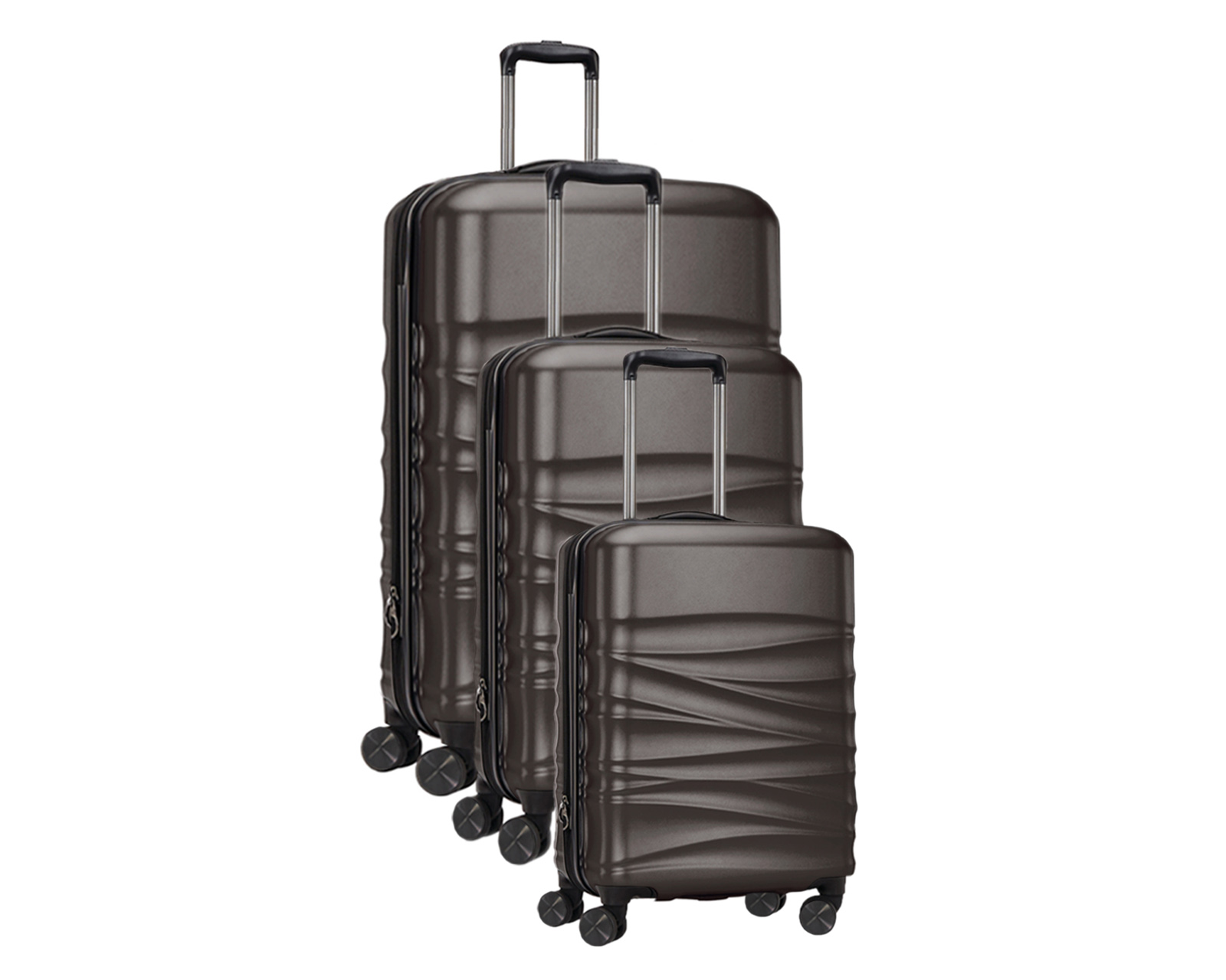 Set De 3 Maletas Rigidas Con Ruedas Giratorias Basitex Cafés