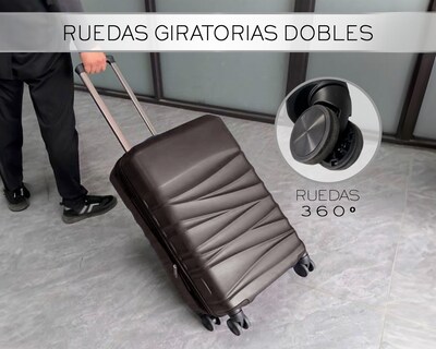 Foto 3 | Set De 3 Maletas Rigidas Con Ruedas Giratorias Basitex Cafés