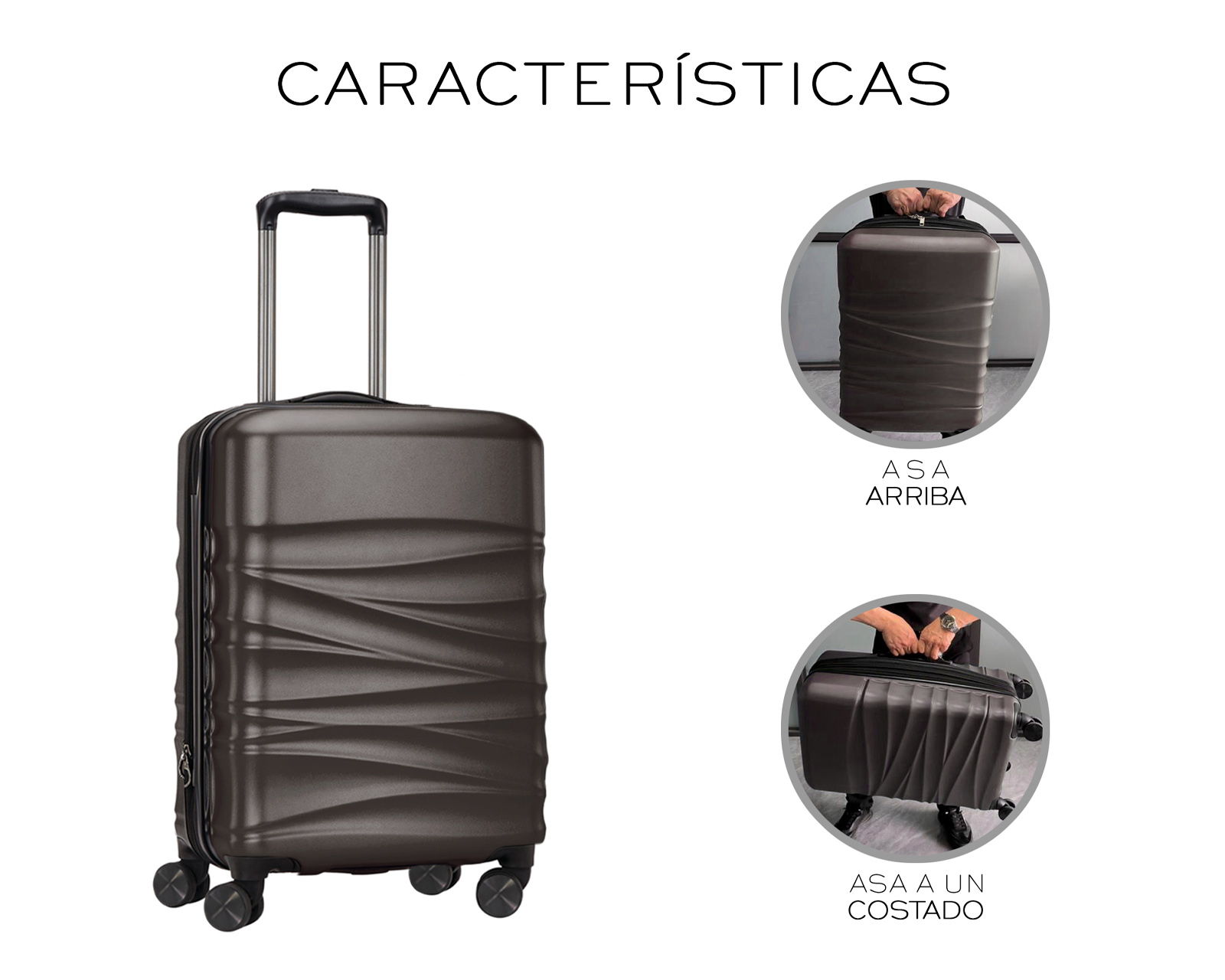 Foto 7 pulgar | Set De 3 Maletas Rigidas Con Ruedas Giratorias Basitex Cafés