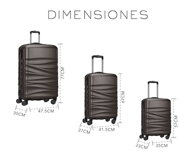 Foto 7 | Set De 3 Maletas Rigidas Con Ruedas Giratorias Basitex Cafés