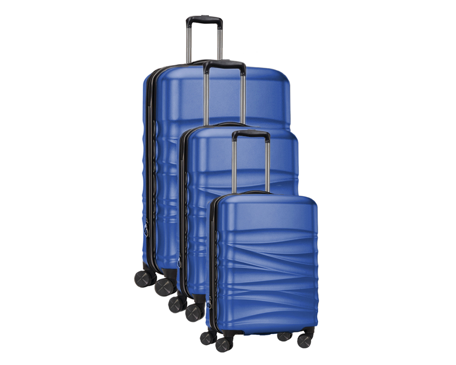 Set De 3 Maletas Rigidas Con Ruedas Giratorias Basitex Azul Marino