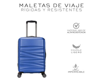 Foto 2 | Set De 3 Maletas Rigidas Con Ruedas Giratorias Basitex Azul Marino