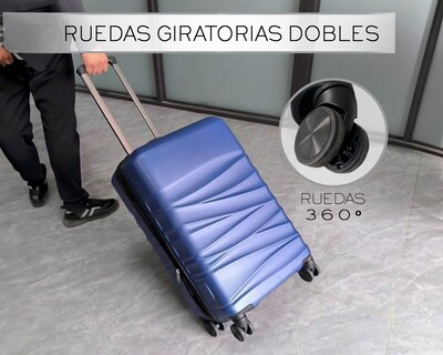 Foto 3 | Set De 3 Maletas Rigidas Con Ruedas Giratorias Basitex Azul Marino